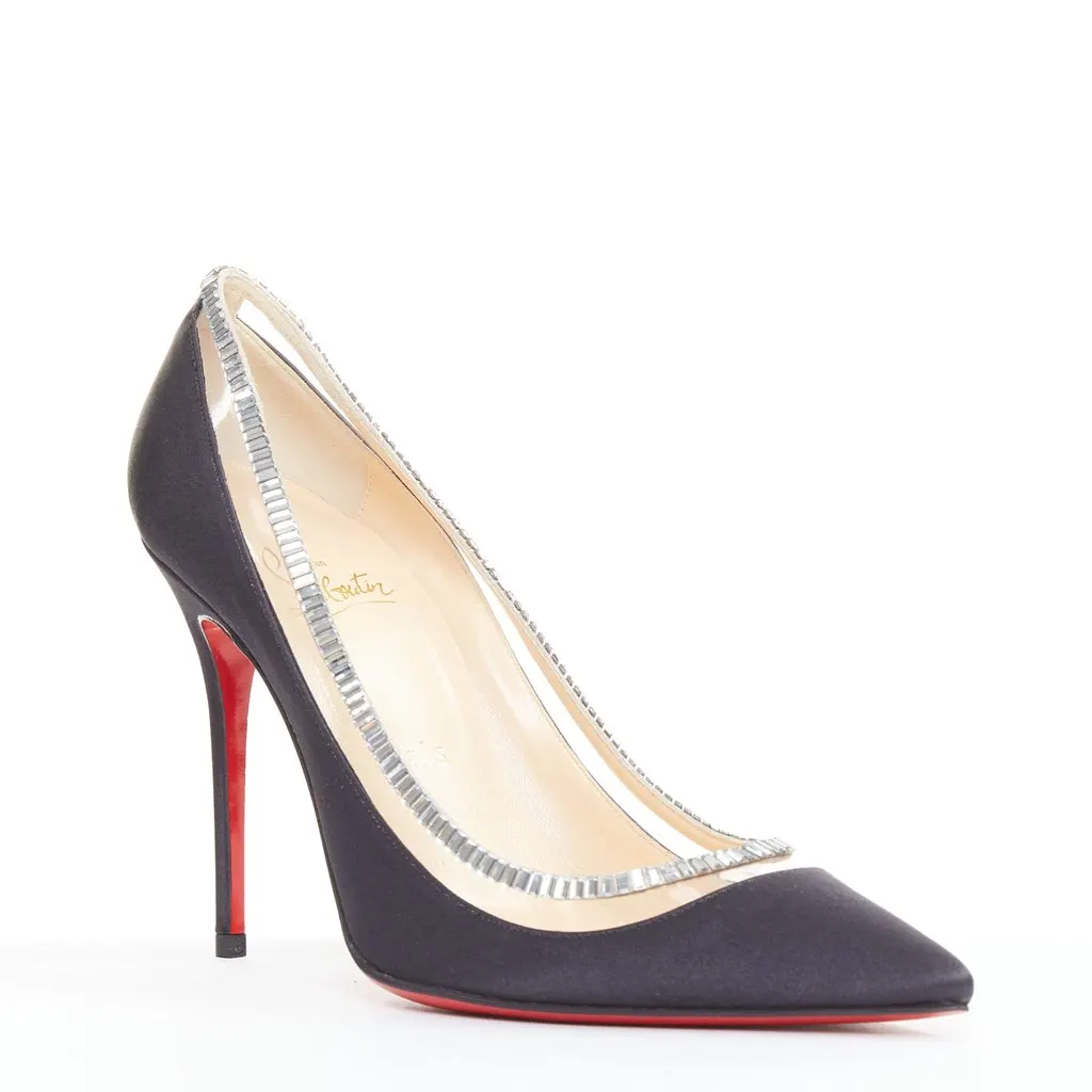 Christian Louboutin Paulina Strass 100 Crepe Satin Black Silk Good - Front View