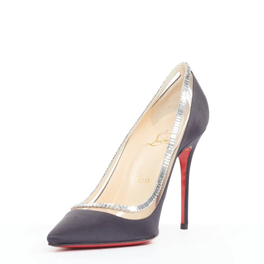 Christian Louboutin Paulina Strass 100 Crepe Satin Black Silk Good - Model View