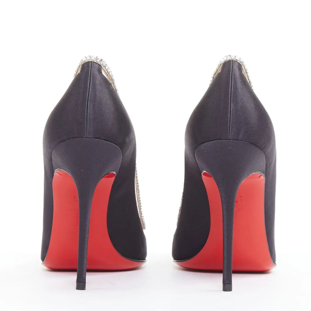 Christian Louboutin Paulina Strass 100 Crepe Satin Black Silk Good - Box View