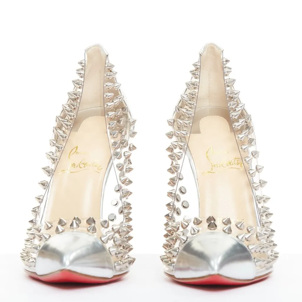 Christian Louboutin Spike Me 100 Silver Leather Good - Inside View