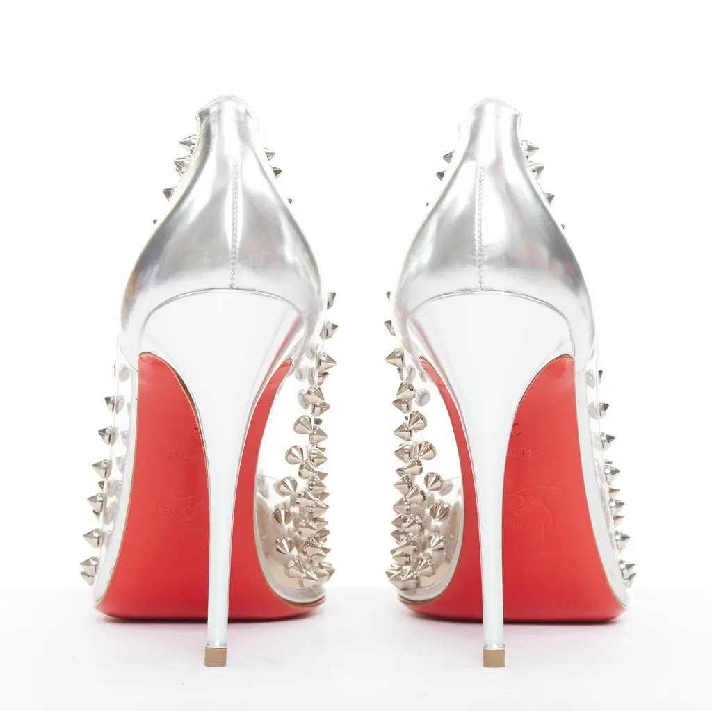 Christian Louboutin Spike Me 100 Silver Leather Good - Box View