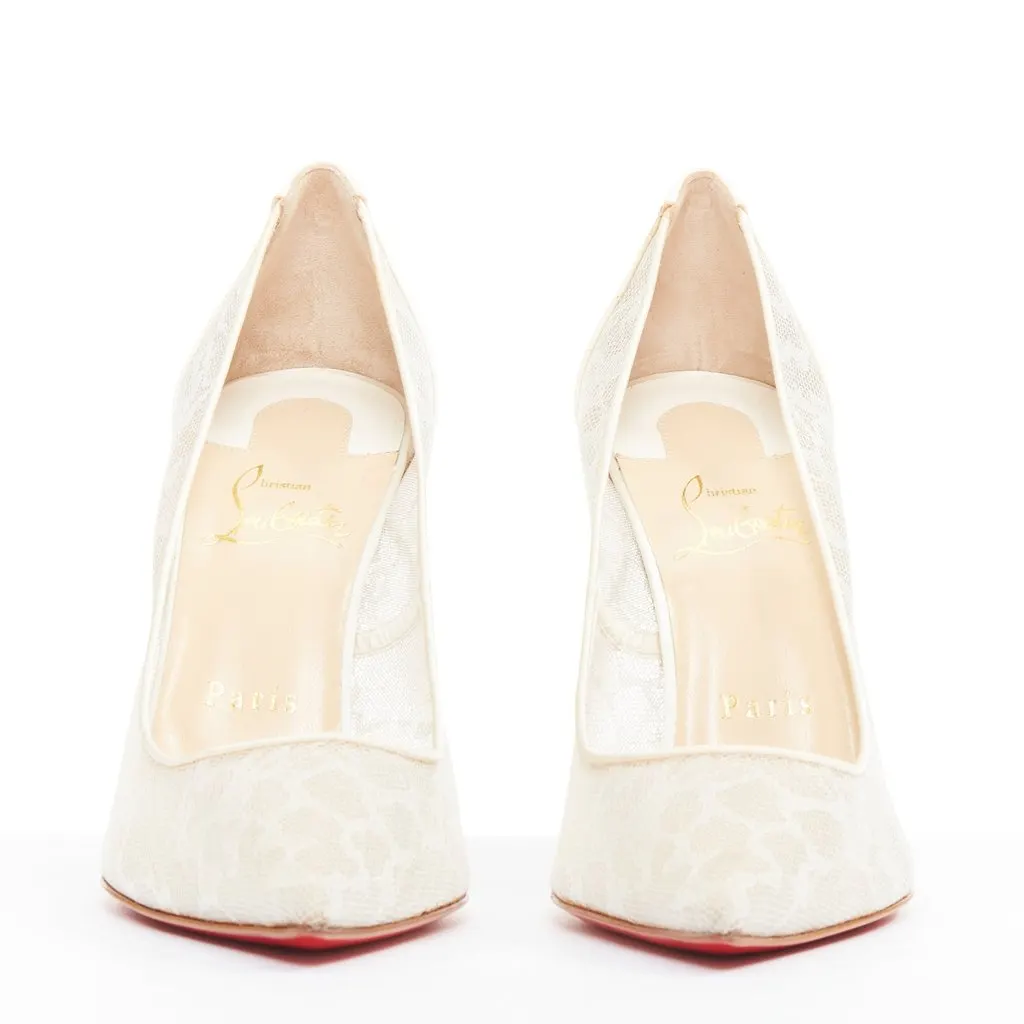 Christian Louboutin Pigalace 100 Dentelle Nuage Crepe Ecru Silk Very good - Inside View