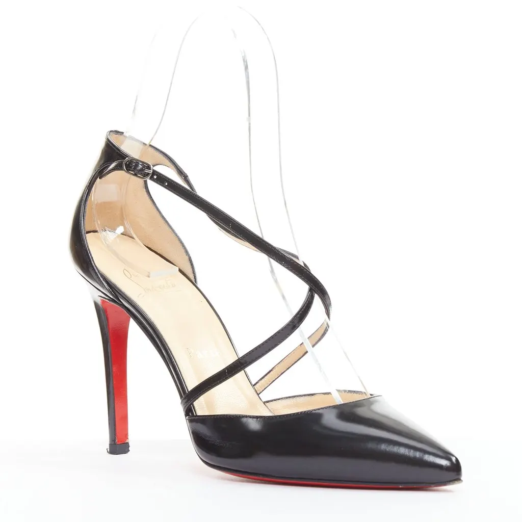 Christian Louboutin Crosspiga 100 Jazz Calf Black Leather Good - Front View