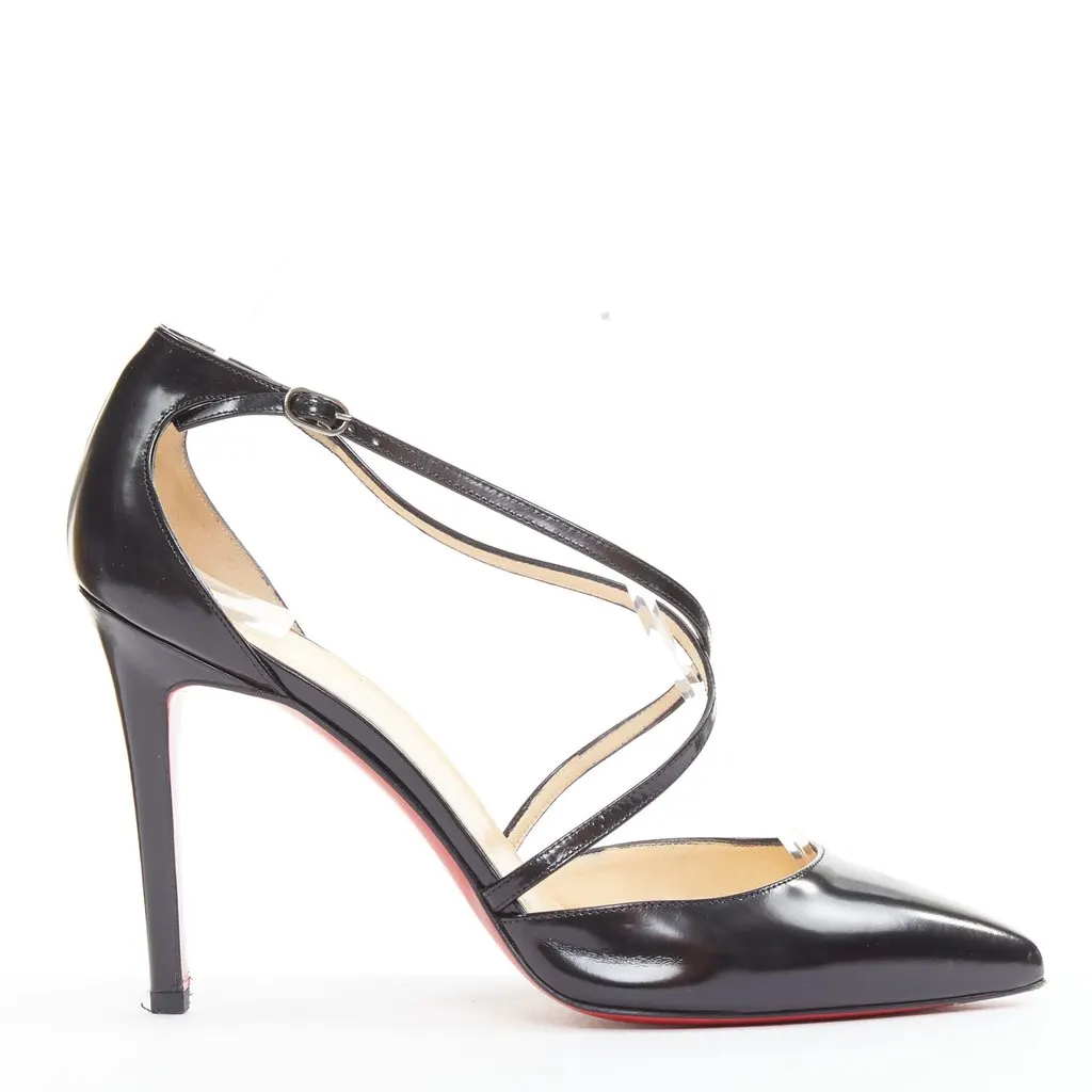 Christian Louboutin Crosspiga 100 Jazz Calf Black Leather Good - Back View
