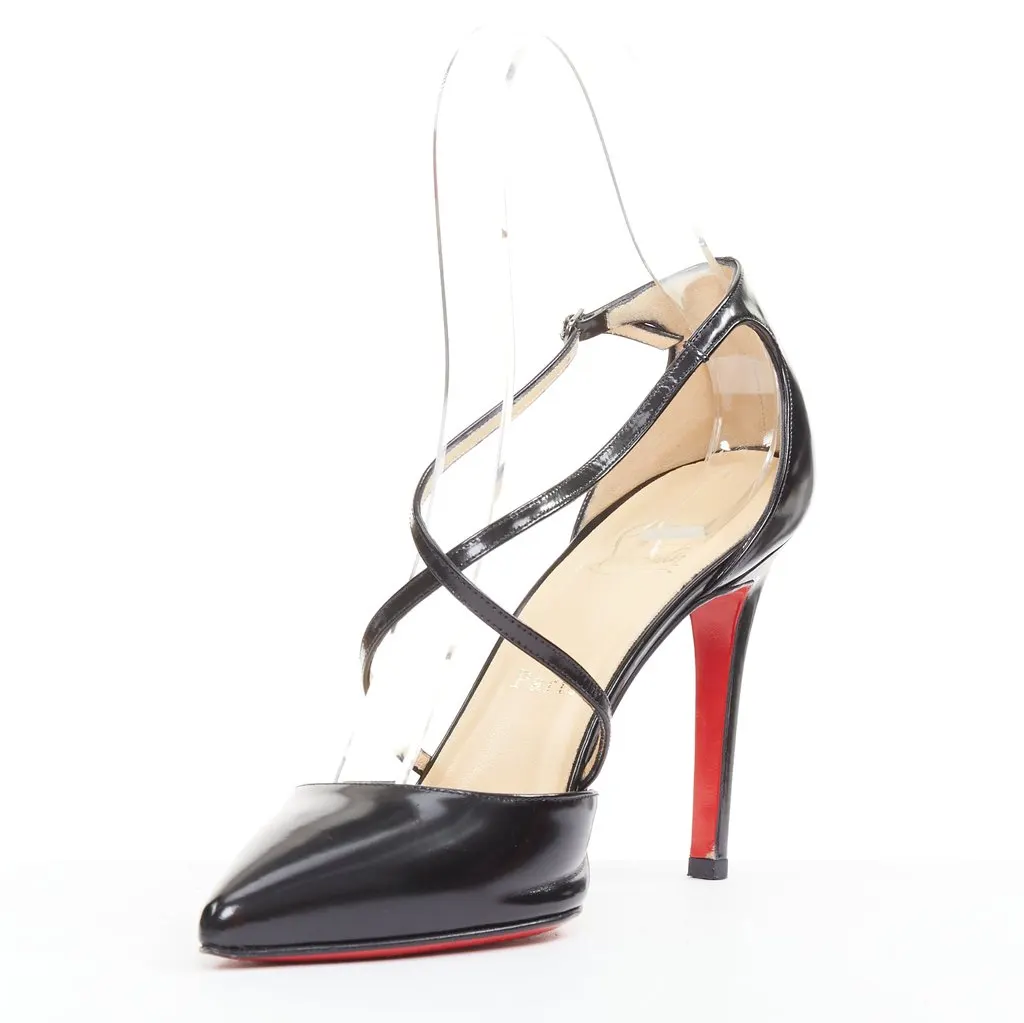 Christian Louboutin Crosspiga 100 Jazz Calf Black Leather Good - Model View
