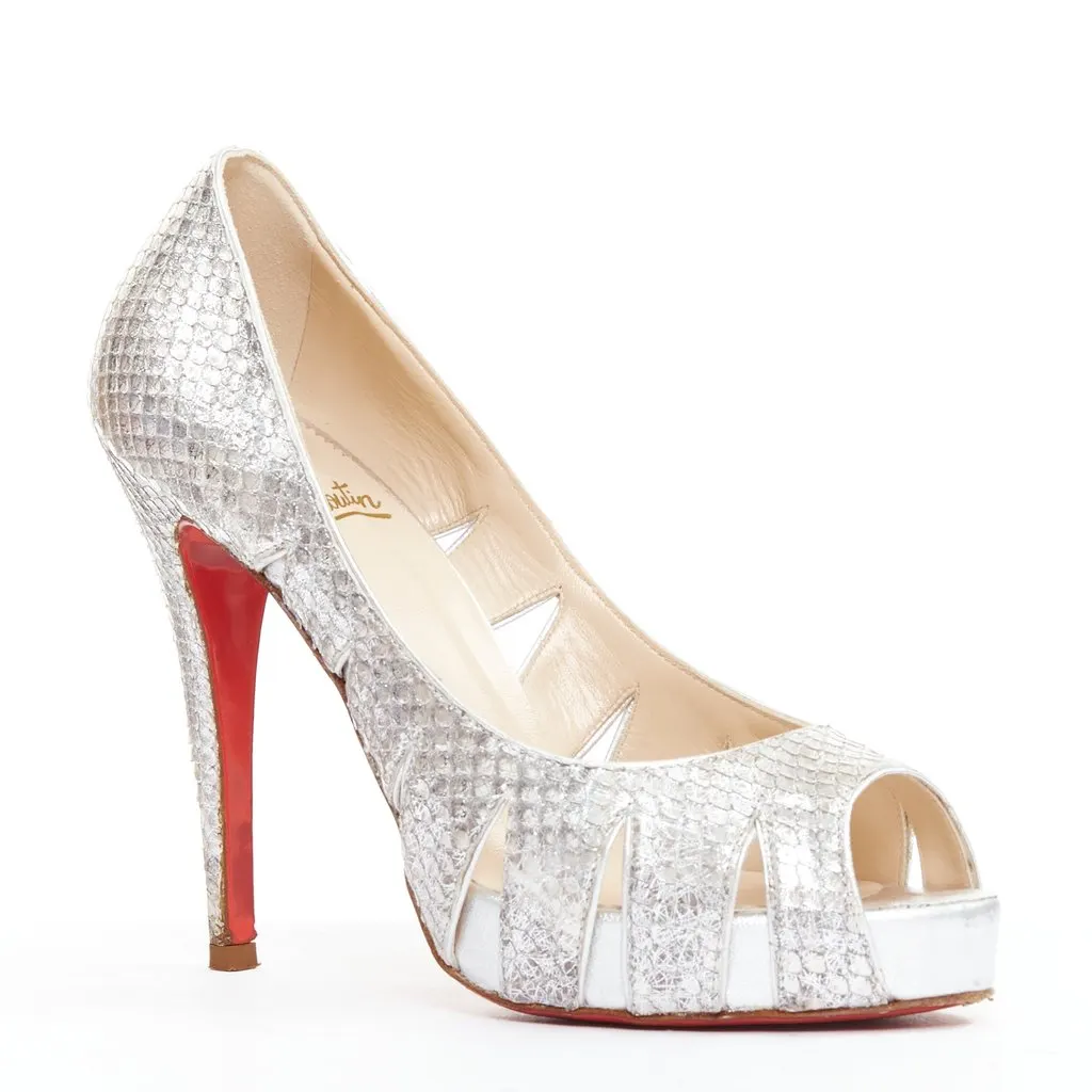 Christian Louboutin Fontanete Silver Leather Good - Front View