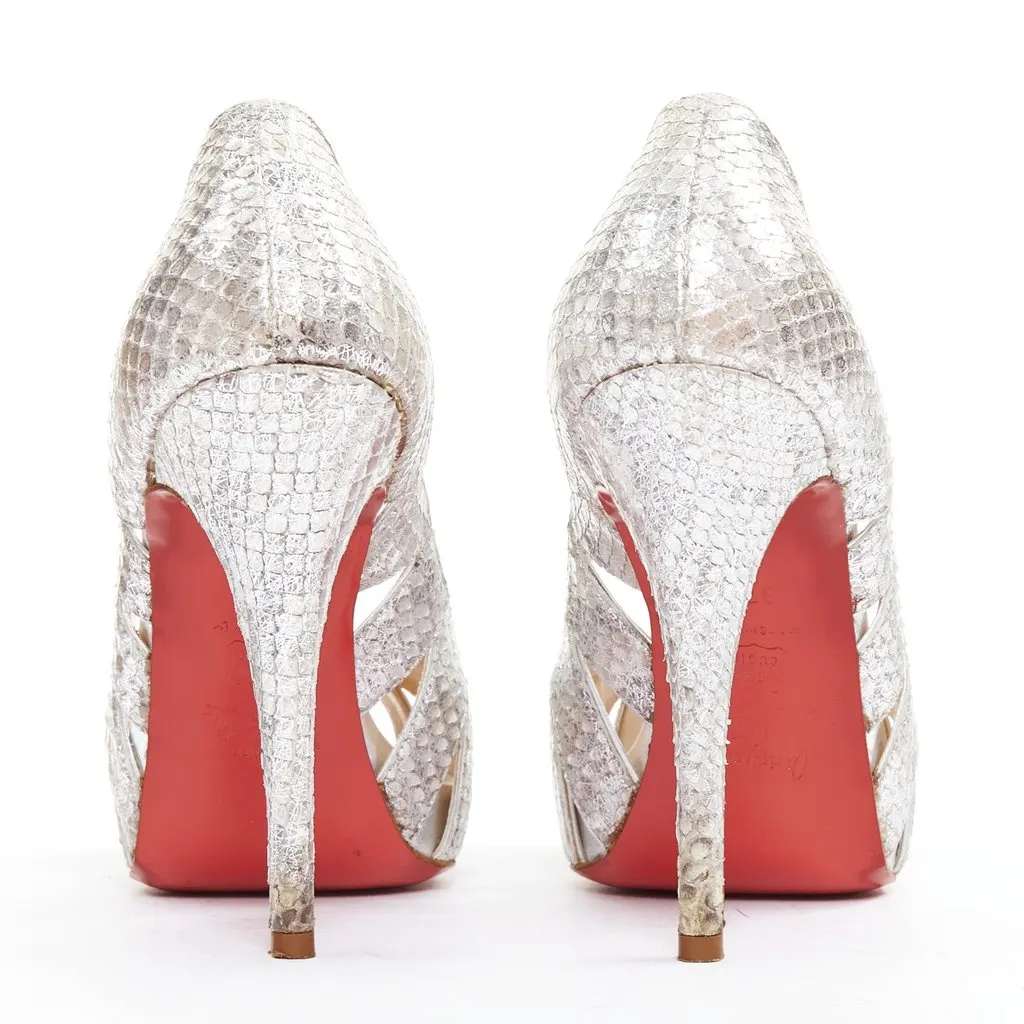 Christian Louboutin Fontanete Silver Leather Good - Box View