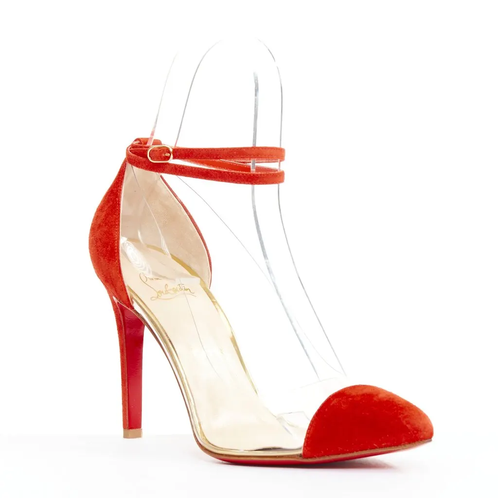Christian Louboutin Un Bout 100 Veau Velours Red Leather Very good - Back View