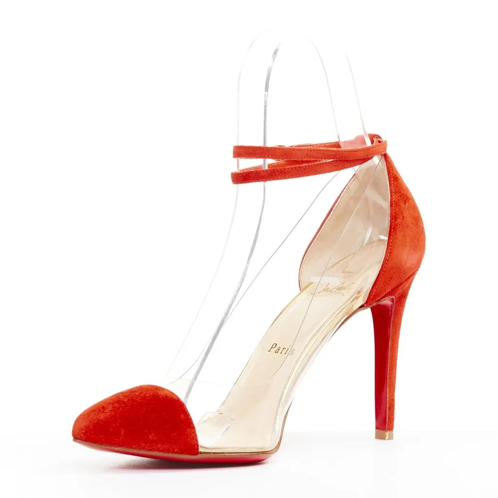 Christian Louboutin Un Bout 100 Veau Velours Red Leather Very good - Model View