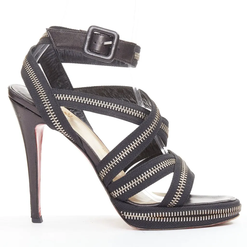Christian Louboutin Rodita New Nastro Zip Black Leather Good - Front View