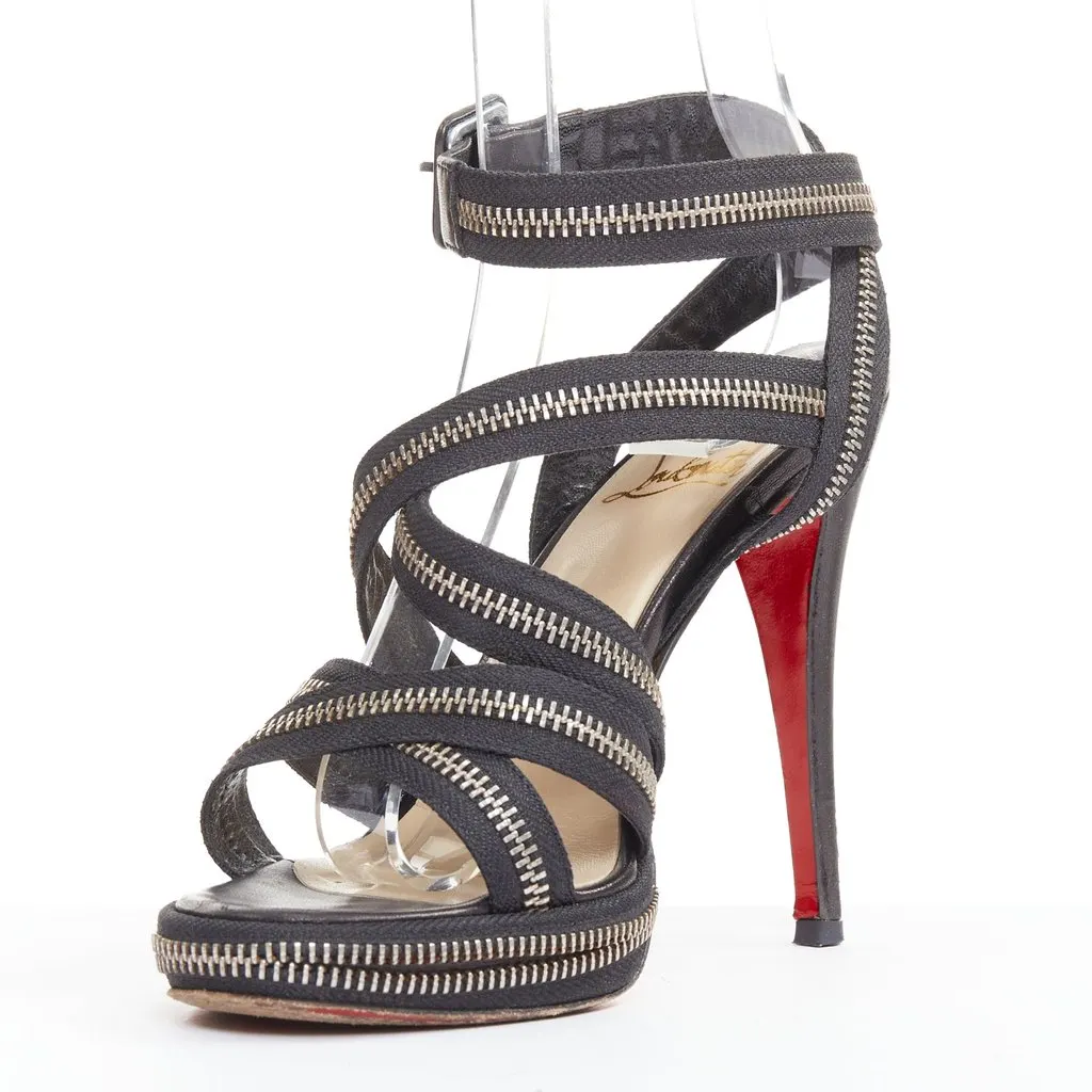 Christian Louboutin Rodita New Nastro Zip Black Leather Good - Model View