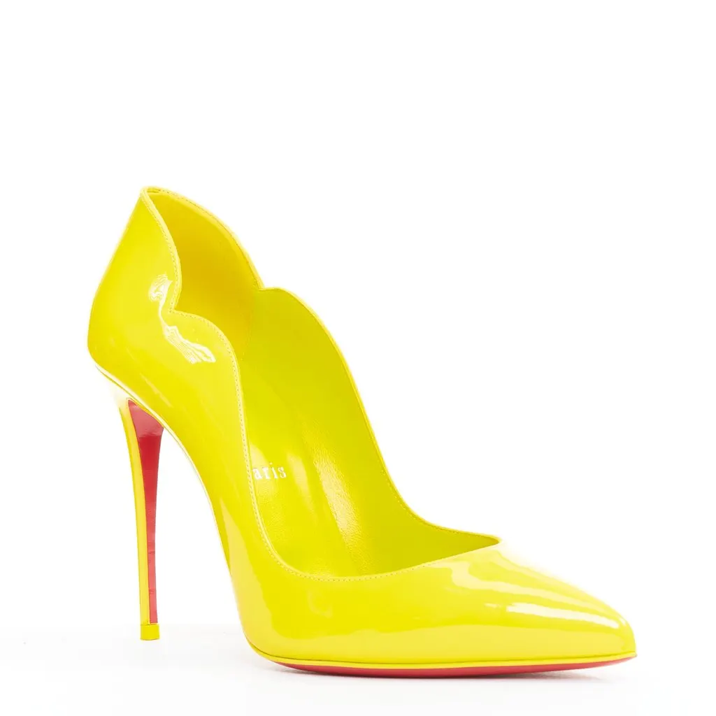 Christian Louboutin Hot Chick 100 Patent Yellow Leather Very good - Back View