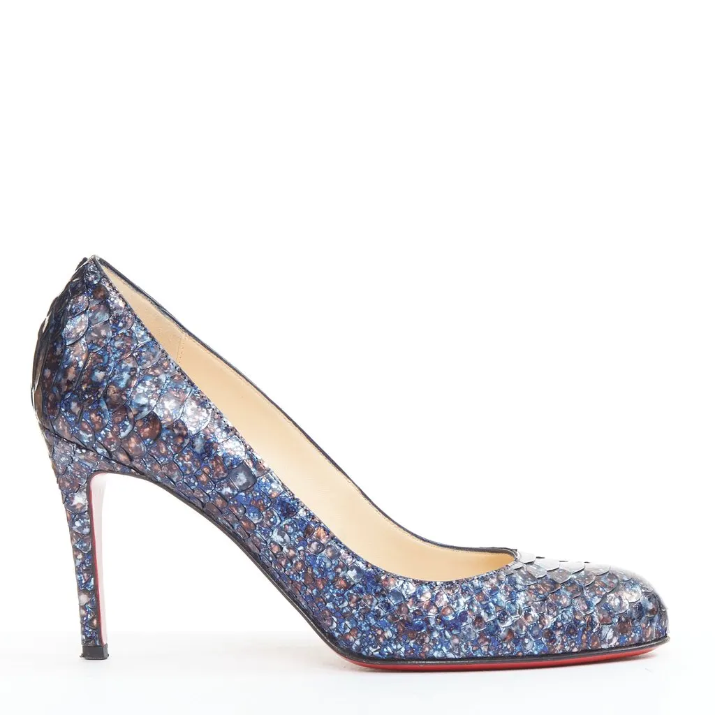 Christian Louboutin Simple Pump 85 Blue Leather Very good - Front View