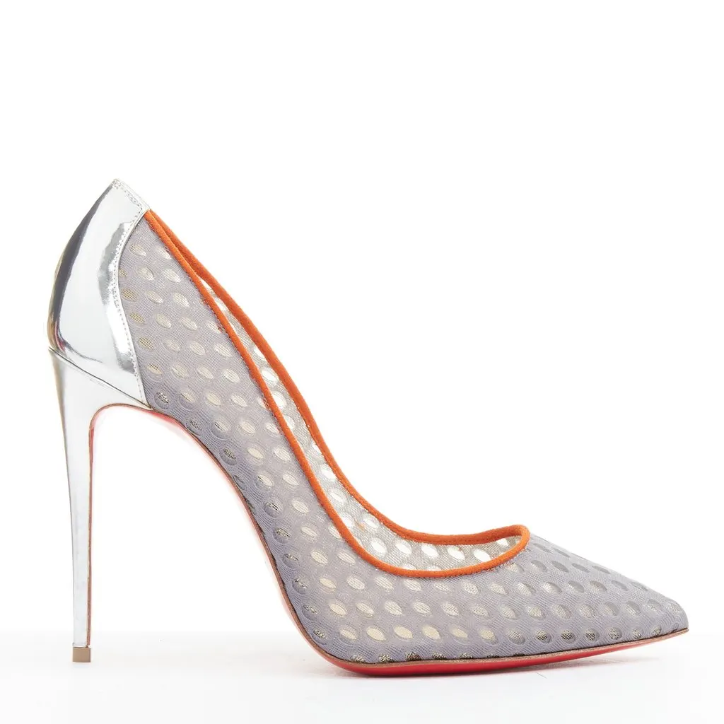 Christian Louboutin Follies Resille 100 Tis Alveo Pierre Grey Leather Good - Front View