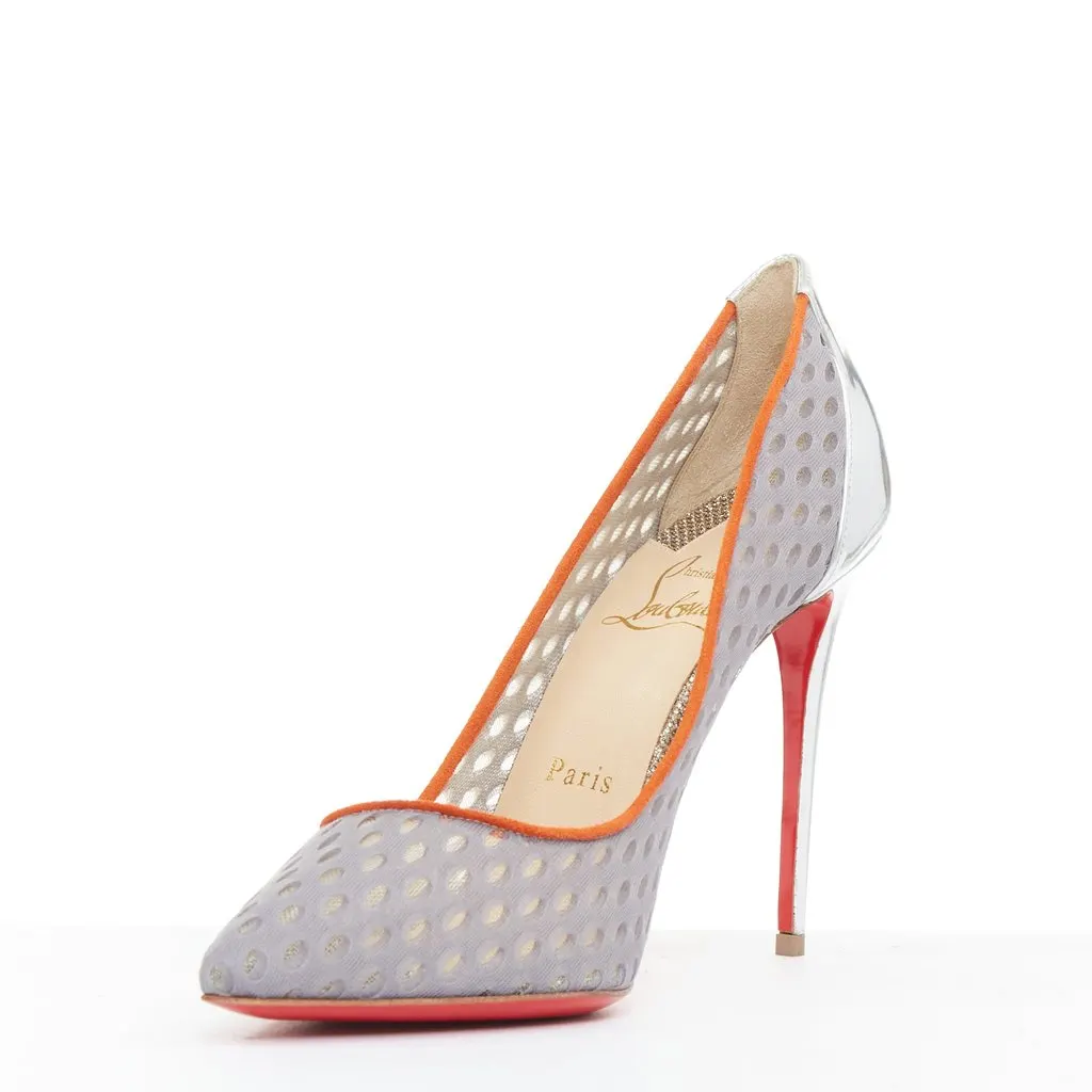 Christian Louboutin Follies Resille 100 Tis Alveo Pierre Grey Leather Good - Model View