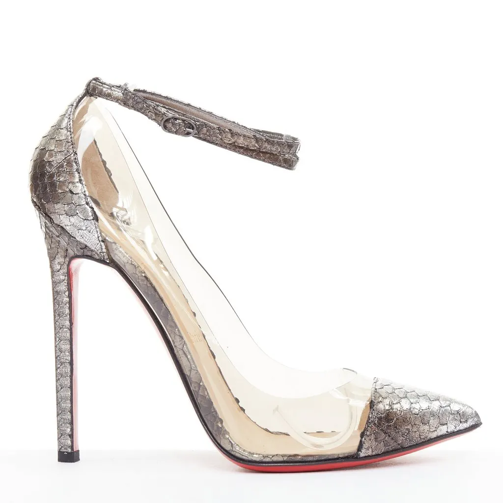 Christian Louboutin Un Bout 120 Silver Leather Very good - Front View