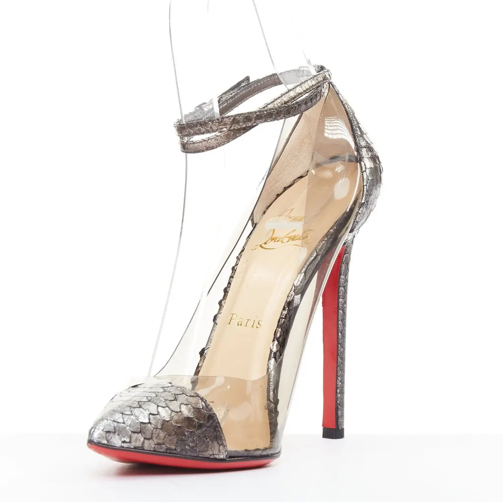 Christian Louboutin Un Bout 120 Silver Leather Very good - Model View