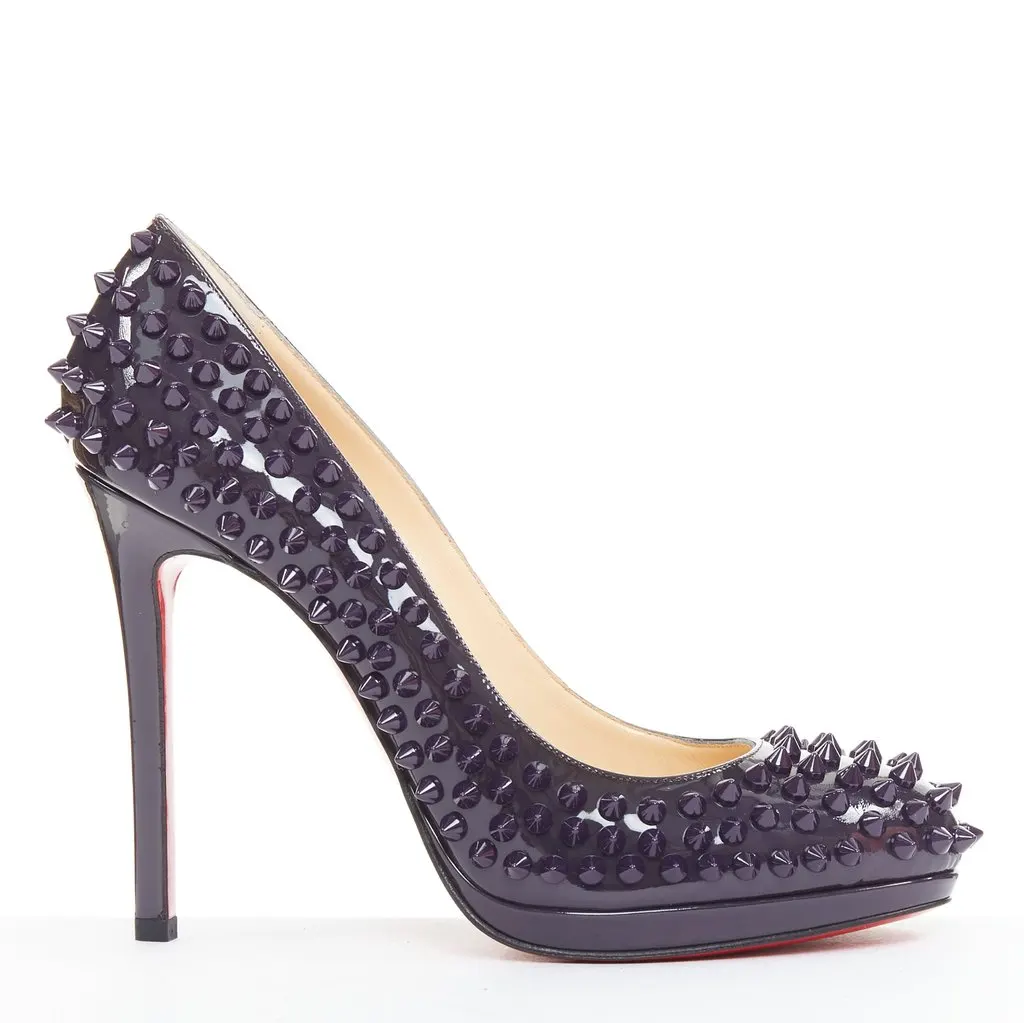 Christian Louboutin Neofilo Spikes 120 Patent Purple Leather Very good - Front View
