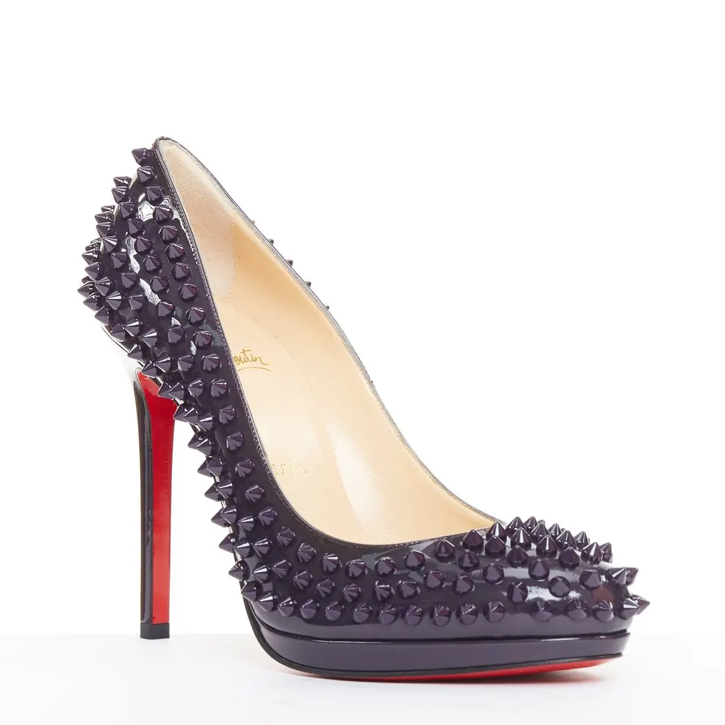 Christian Louboutin Neofilo Spikes 120 Patent Purple Leather Very good - Back View
