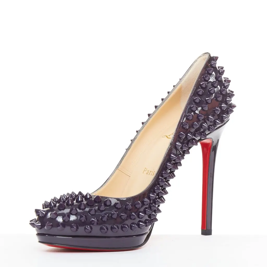 Christian Louboutin Neofilo Spikes 120 Patent Purple Leather Very good - Model View