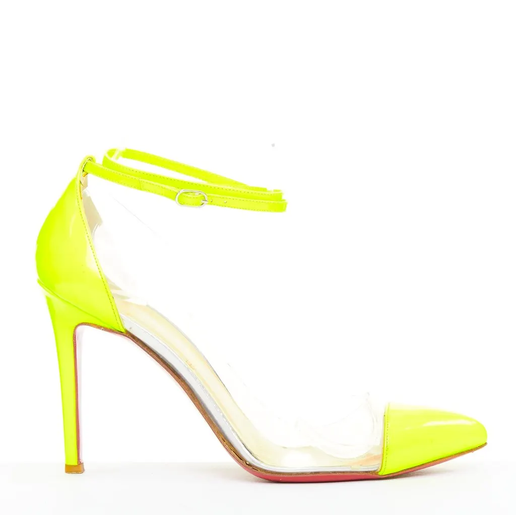 Christian Louboutin Un Bout 100 Fluo Chic Yellow Leather Very good - Front View