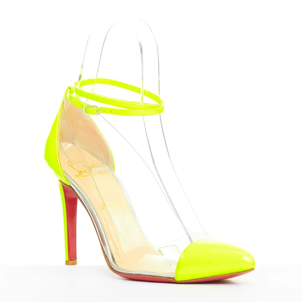 Christian Louboutin Un Bout 100 Fluo Chic Yellow Leather Very good - Back View