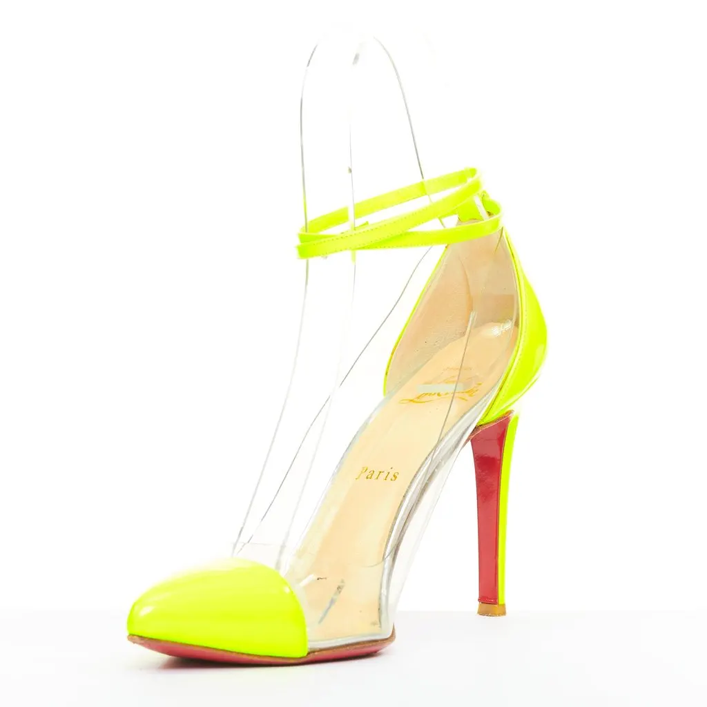 Christian Louboutin Un Bout 100 Fluo Chic Yellow Leather Very good - Model View