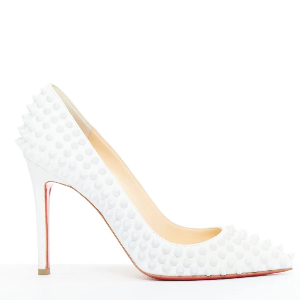 Christian Louboutin Pigalle Spikes 100 White Leather Very good - Front View