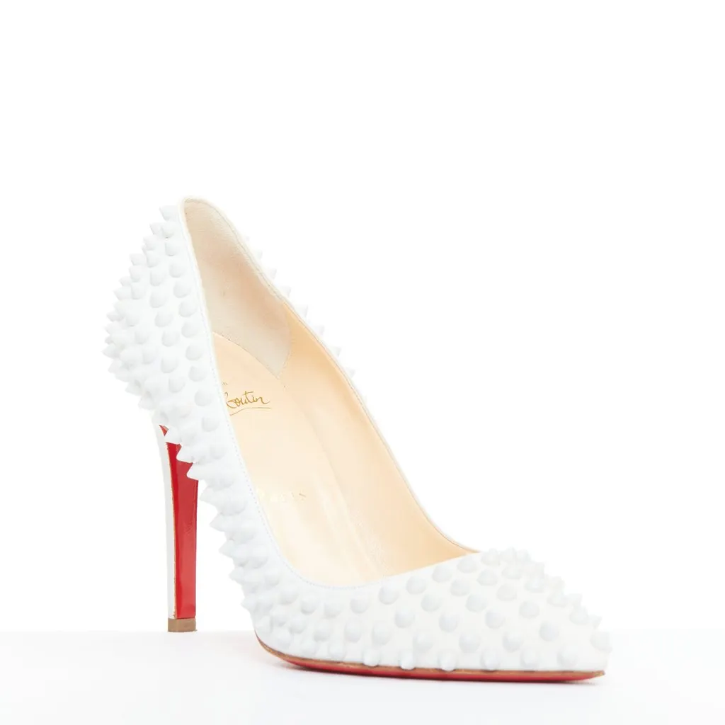 Christian Louboutin Pigalle Spikes 100 White Leather Very good - Back View