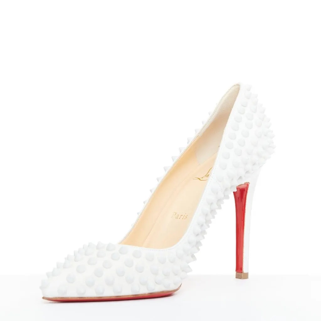 Christian Louboutin Pigalle Spikes 100 White Leather Very good - Model View