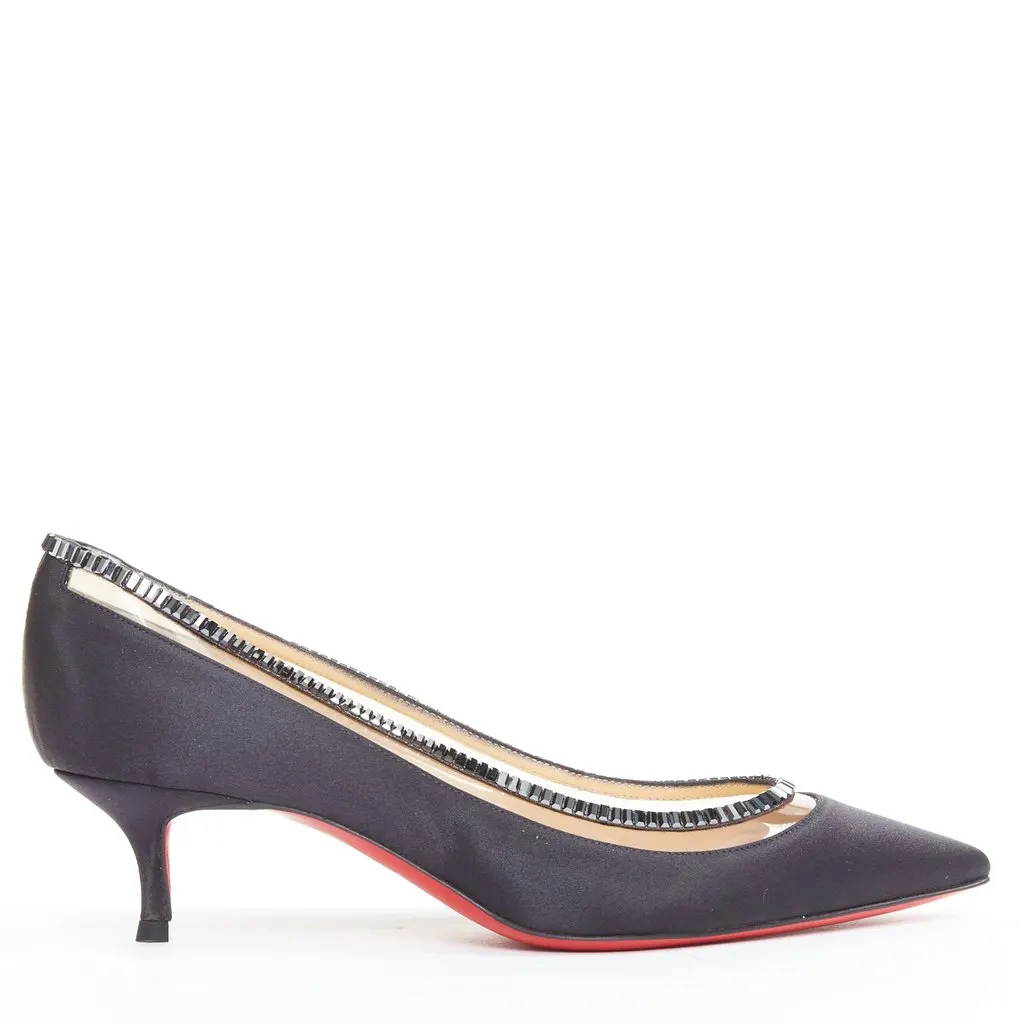 Christian Louboutin Paulina Strass 45 Black Silk Very good - Front View