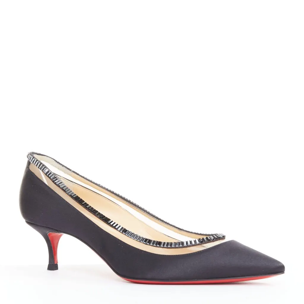 Christian Louboutin Paulina Strass 45 Black Silk Very good - Back View