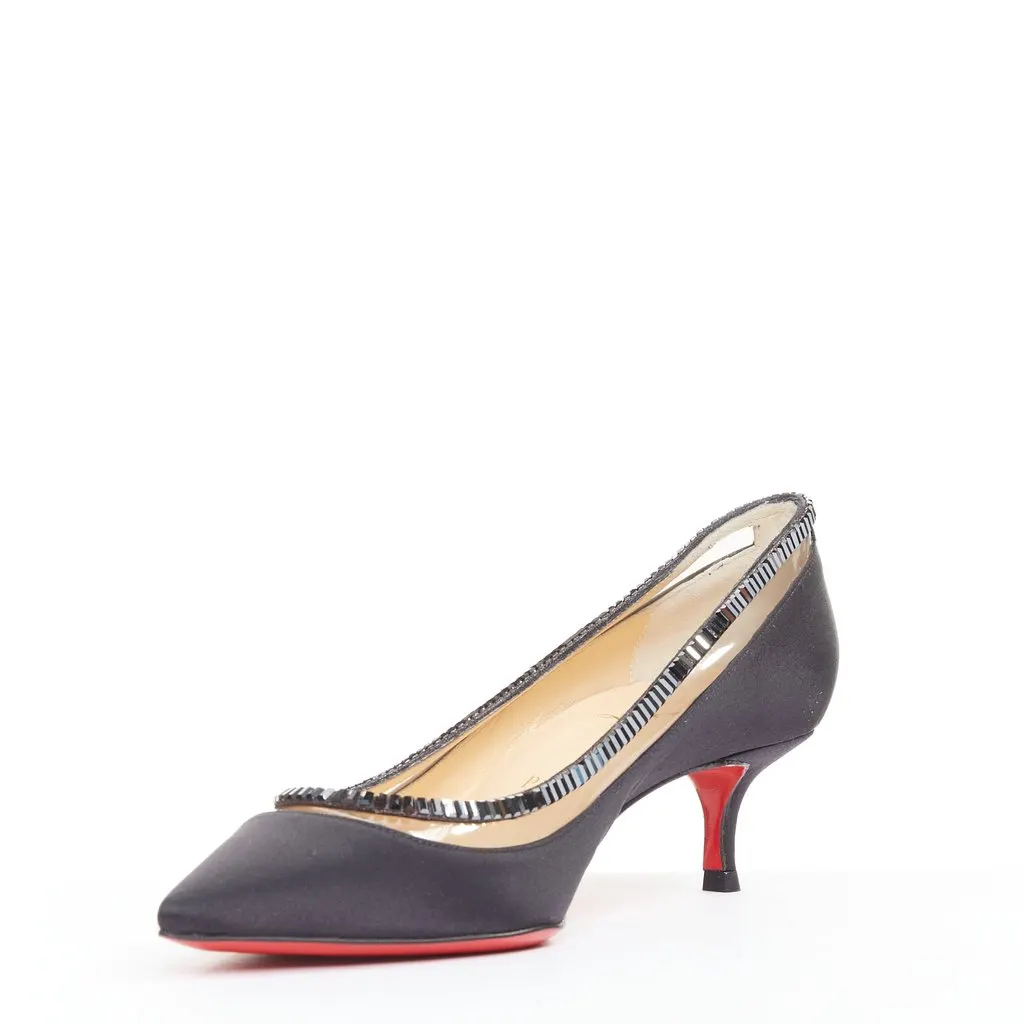 Christian Louboutin Paulina Strass 45 Black Silk Very good - Model View