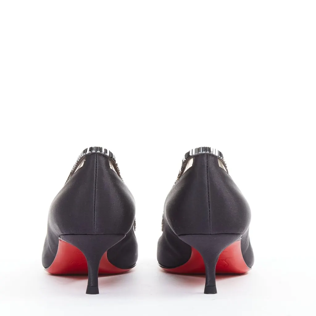 Christian Louboutin Paulina Strass 45 Black Silk Very good - Box View