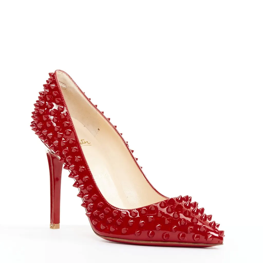 Christian Louboutin Pigalle Spikes 100 Red Leather Very good - Back View