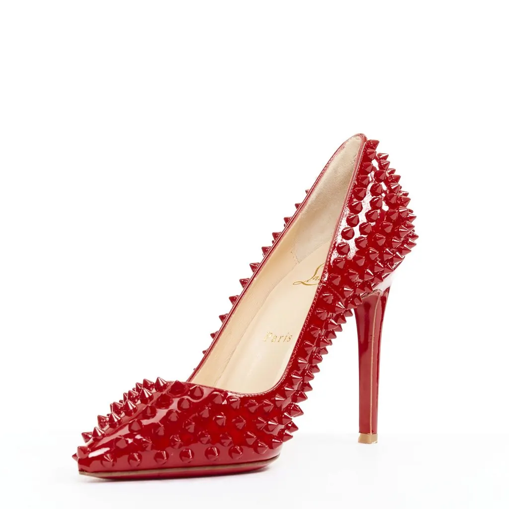 Christian Louboutin Pigalle Spikes 100 Red Leather Very good - Model View