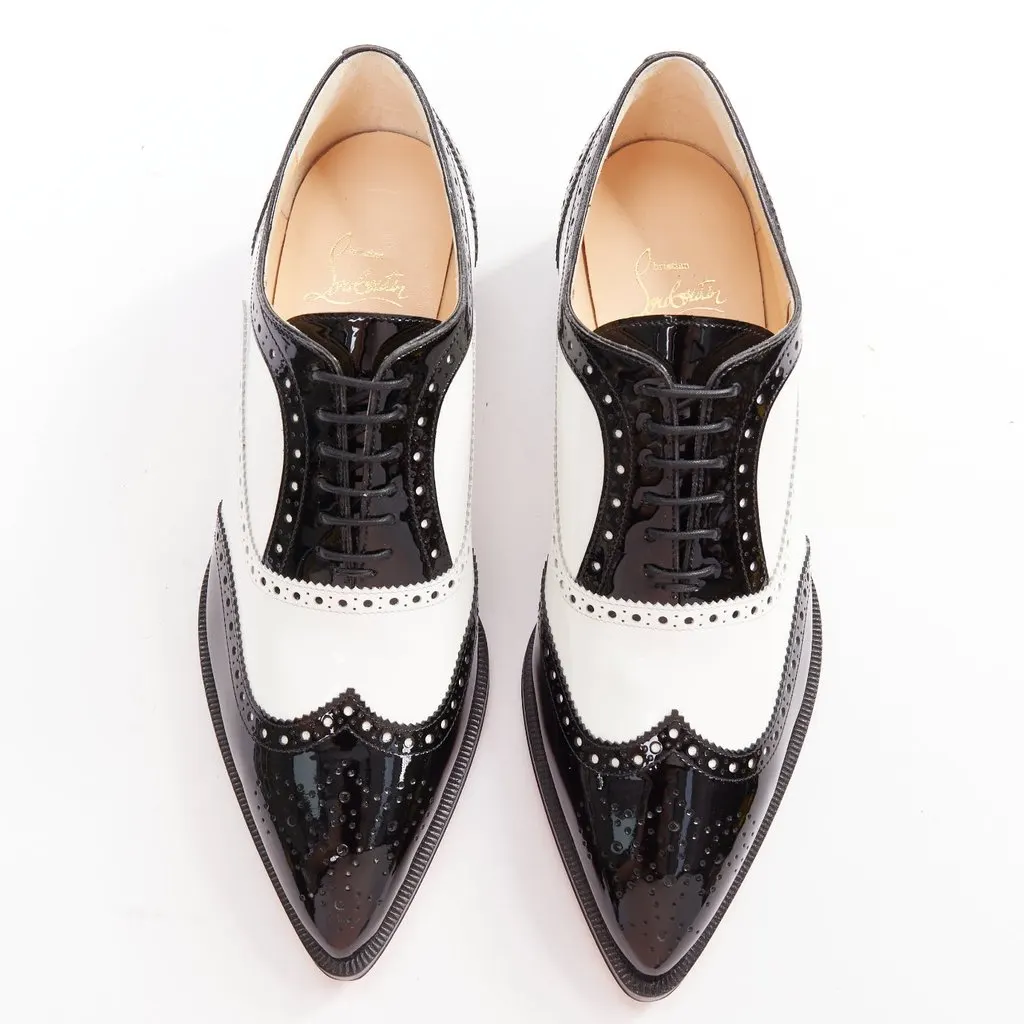 Christian Louboutin Zazou Fiori Flat Patent Black Leather Very good - Front View
