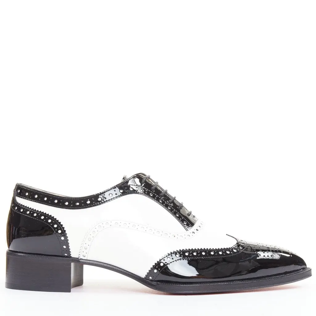 Christian Louboutin Zazou Fiori Flat Patent Black Leather Very good - Back View