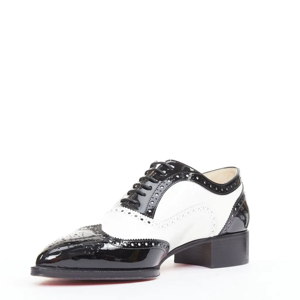 Christian Louboutin Zazou Fiori Flat Patent Black Leather Very good - Model View