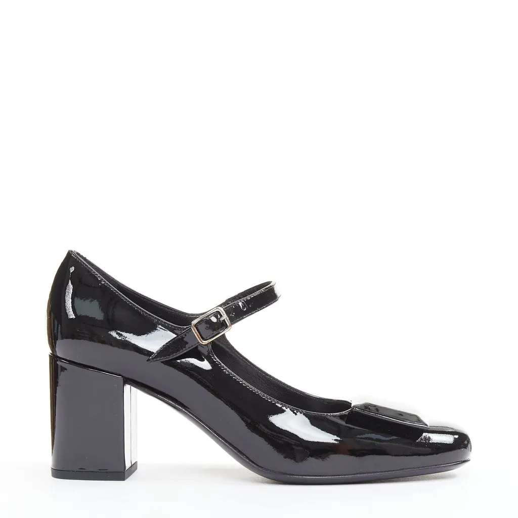 Saint Laurent Black Leather Heels Black Leather Fair - Front View