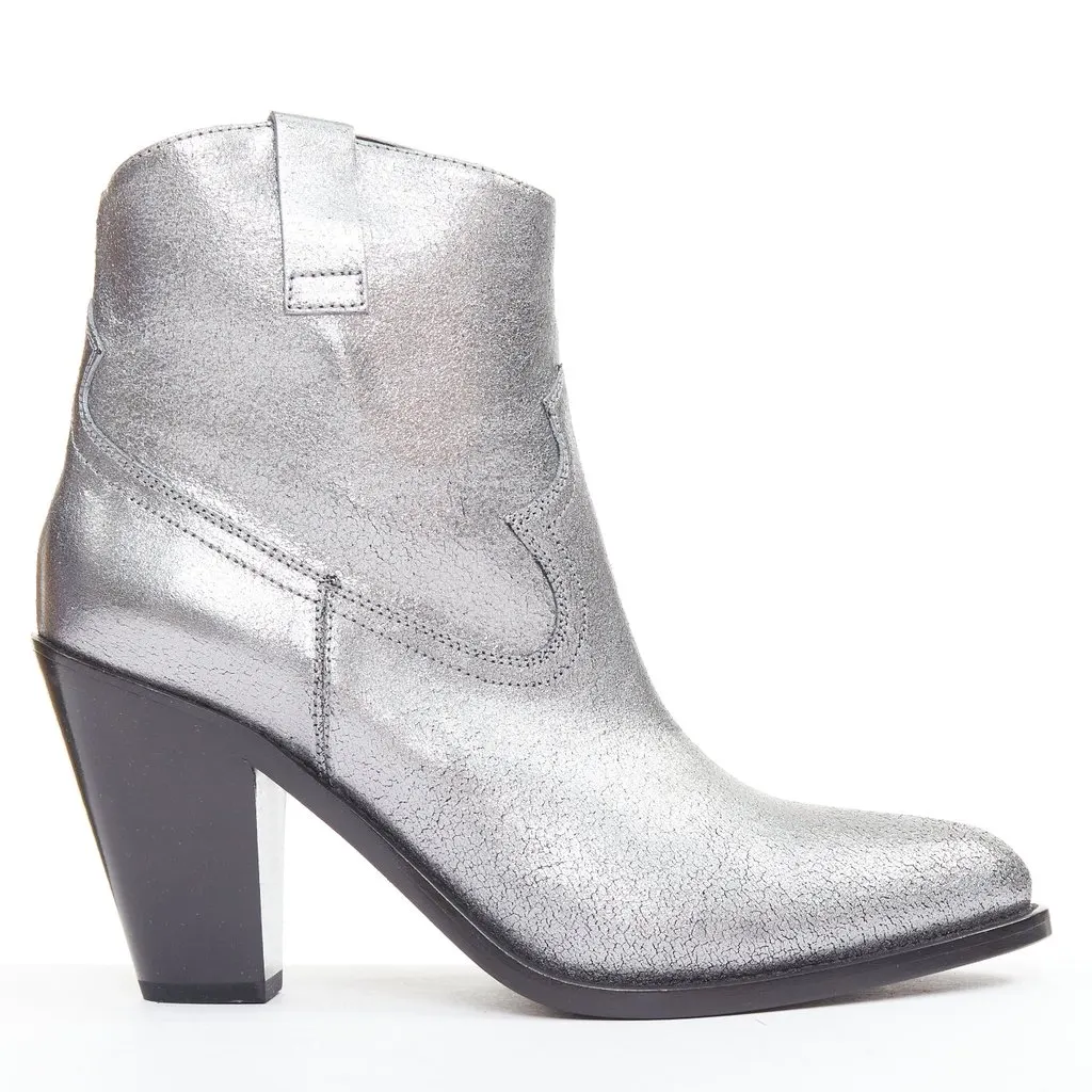 Saint Laurent Silver Leather Boots Silver Leather Very good - Front View