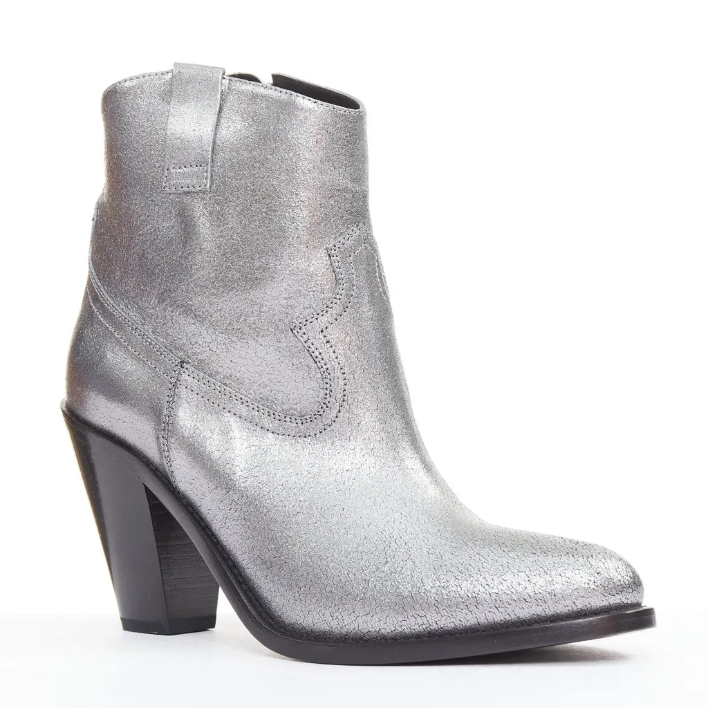 Saint Laurent Silver Leather Boots Silver Leather Very good - Back View