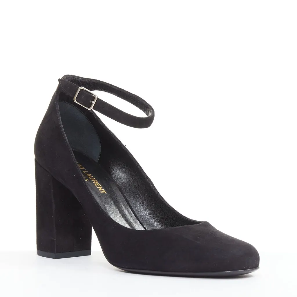 Saint Laurent Black Suede Heels Black Suede Very good - Back View