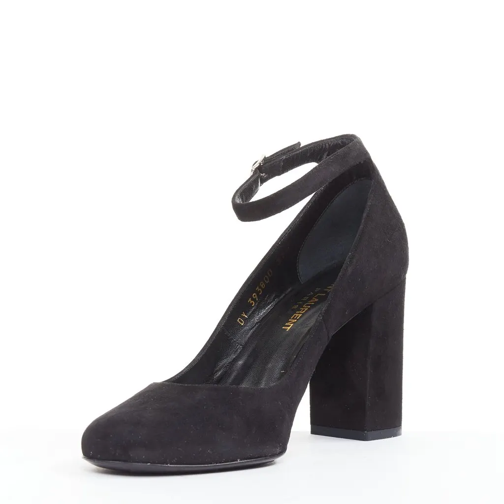 Saint Laurent Black Suede Heels Black Suede Very good - Model View