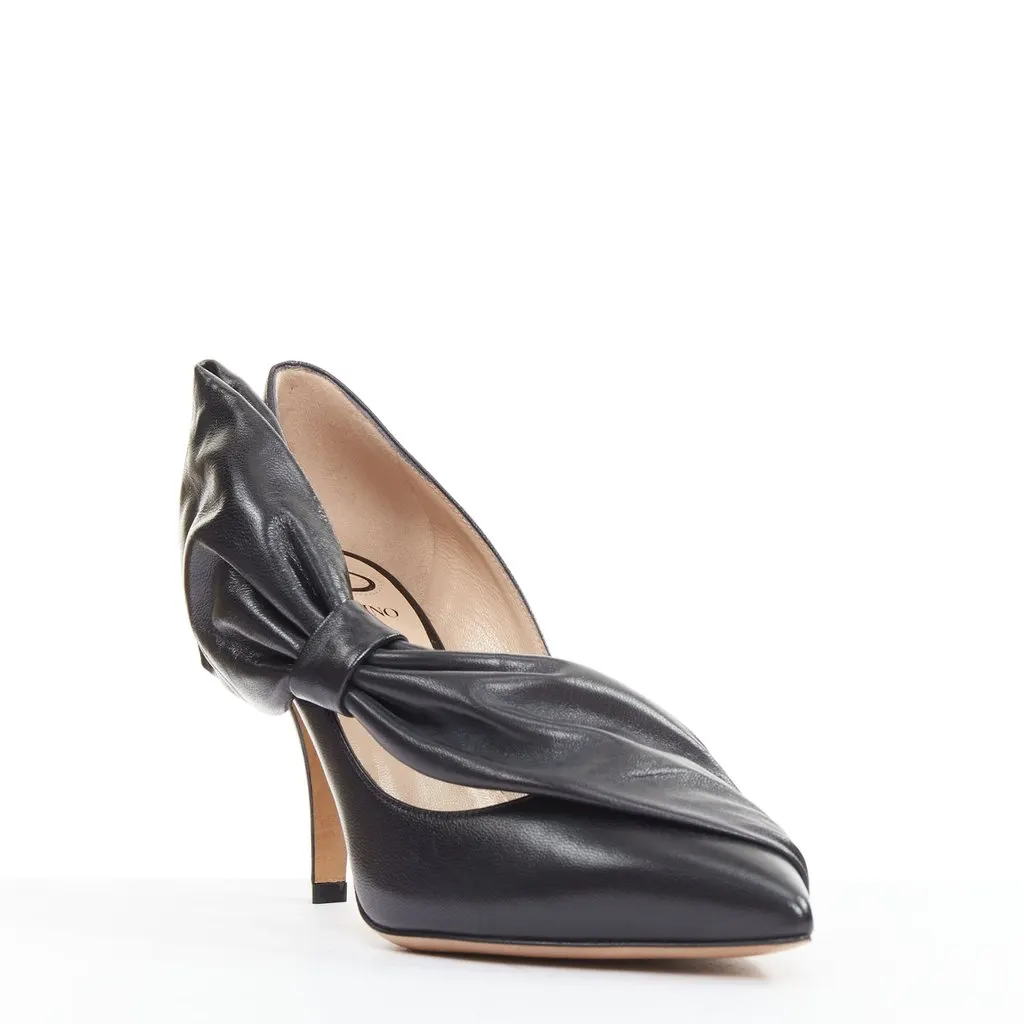 Valentino Black Leather Heels Black Leather Very good - Back View