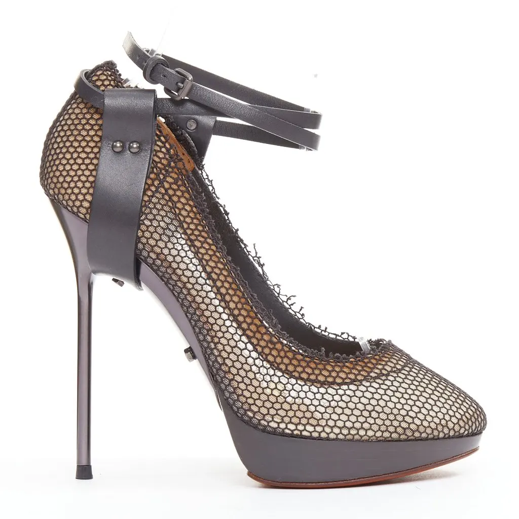 Lanvin Escarpin Sangle Brown Leather Very good - Front View