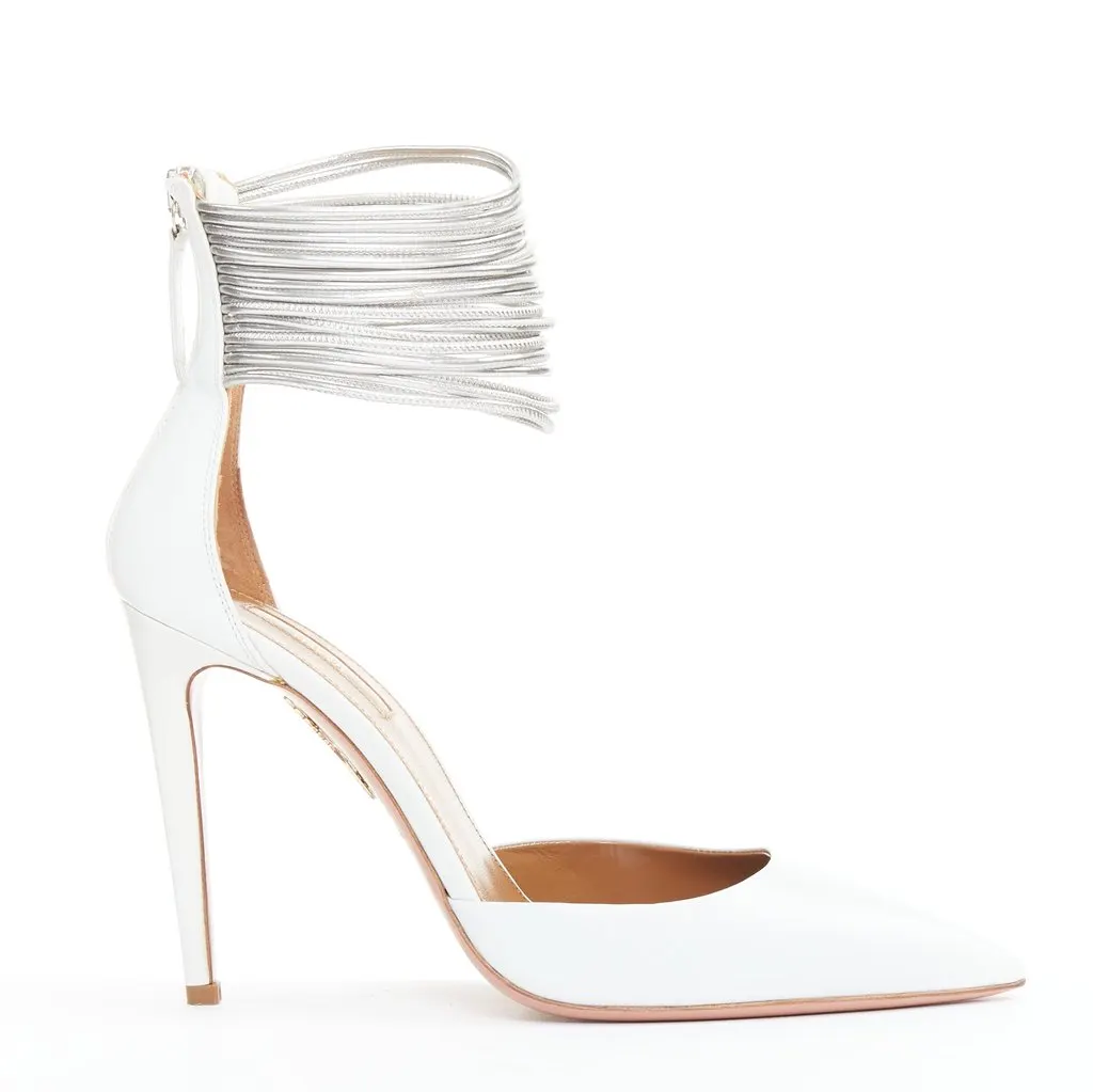 Aquazzura Hello Lover 105 White Leather Very good - Front View