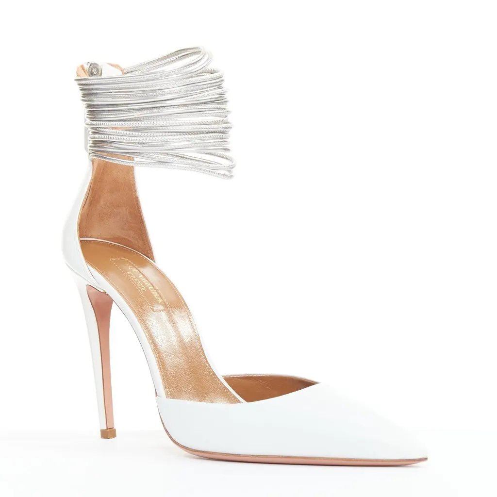 Aquazzura Hello Lover 105 White Leather Very good - Back View