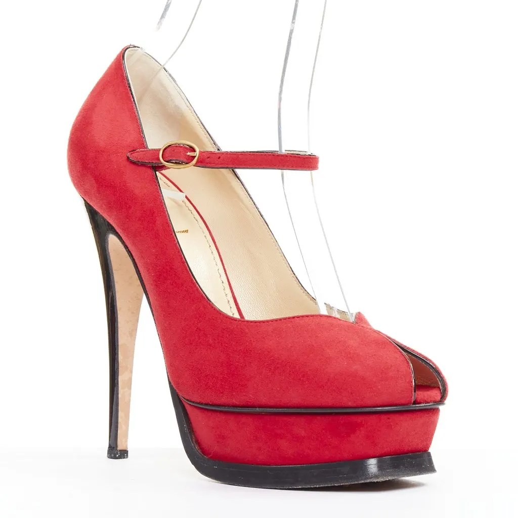 Yves Saint Laurent Tribute Maryjane Red Suede Very good - Front View