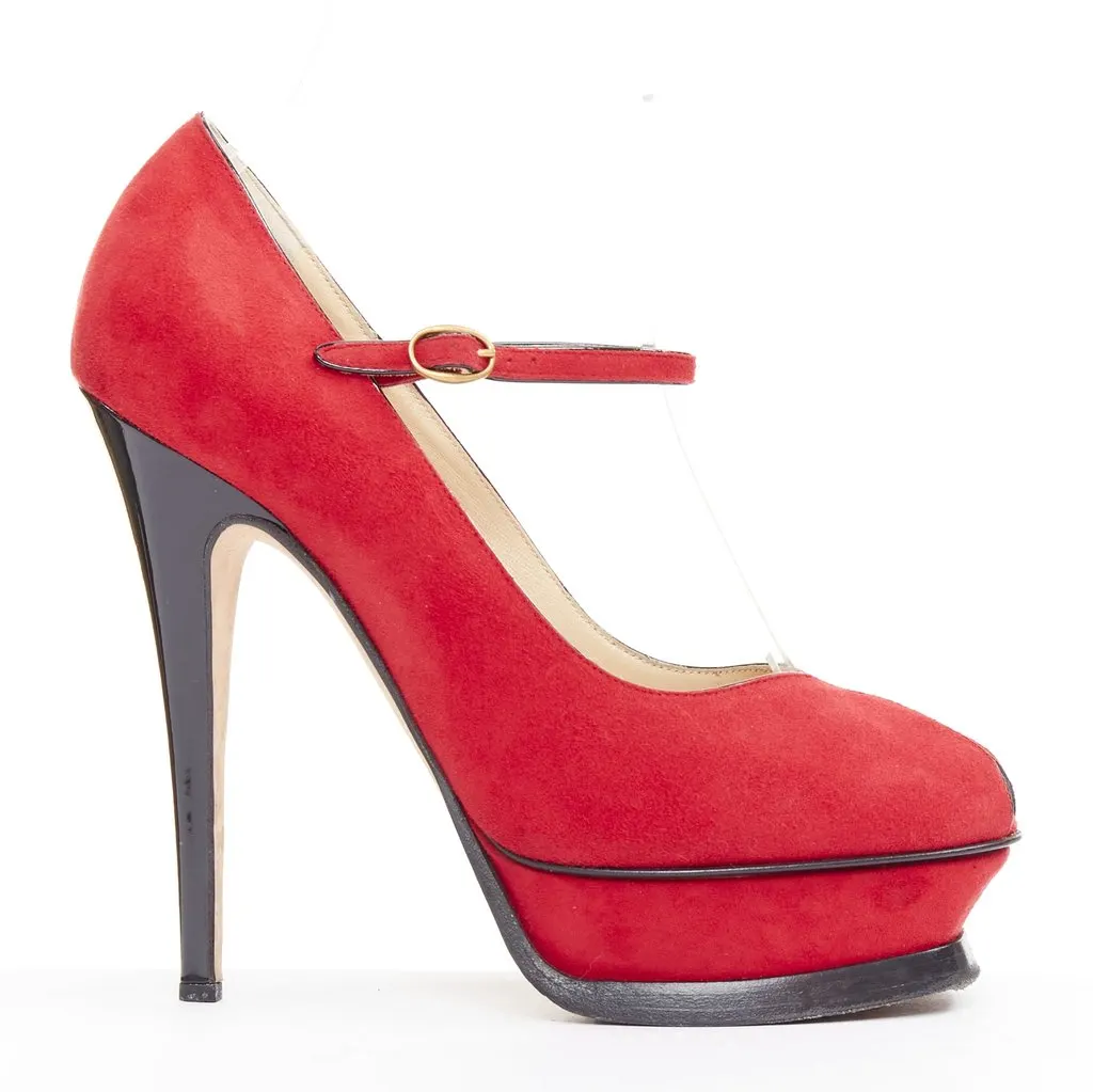 Yves Saint Laurent Tribute Maryjane Red Suede Very good - Back View